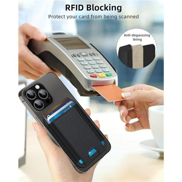 MagSafe wallet for iPhone 16 15 14 13 12 slim leather RFID blocking card holder - Picture 4 of 7